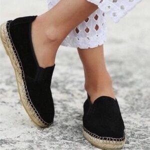 Free People Freeway Black Suede Leather Espadrille Flats Women’s Size 7